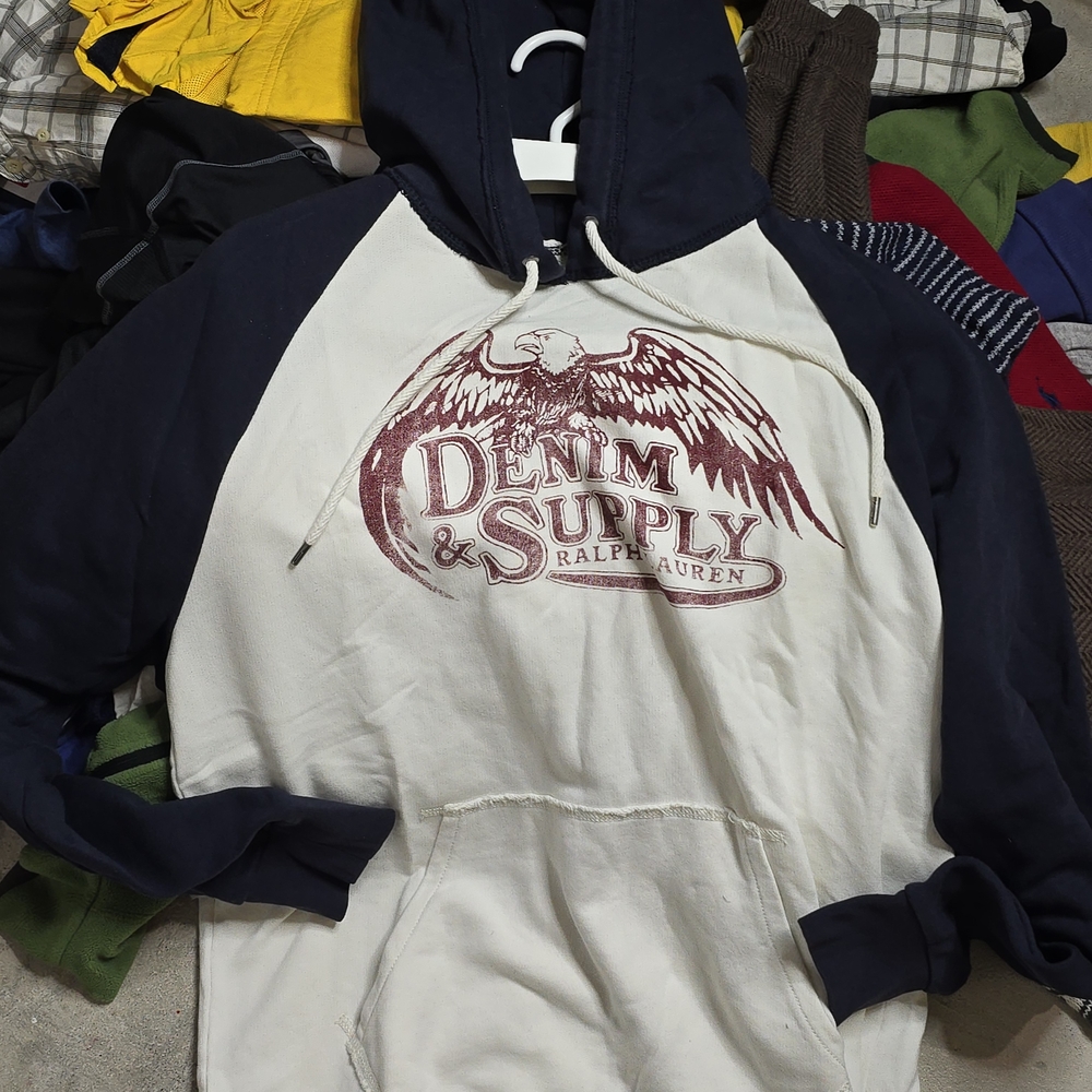 Denim & Supply Ralph Lauren Navy and White Men's Hoodie